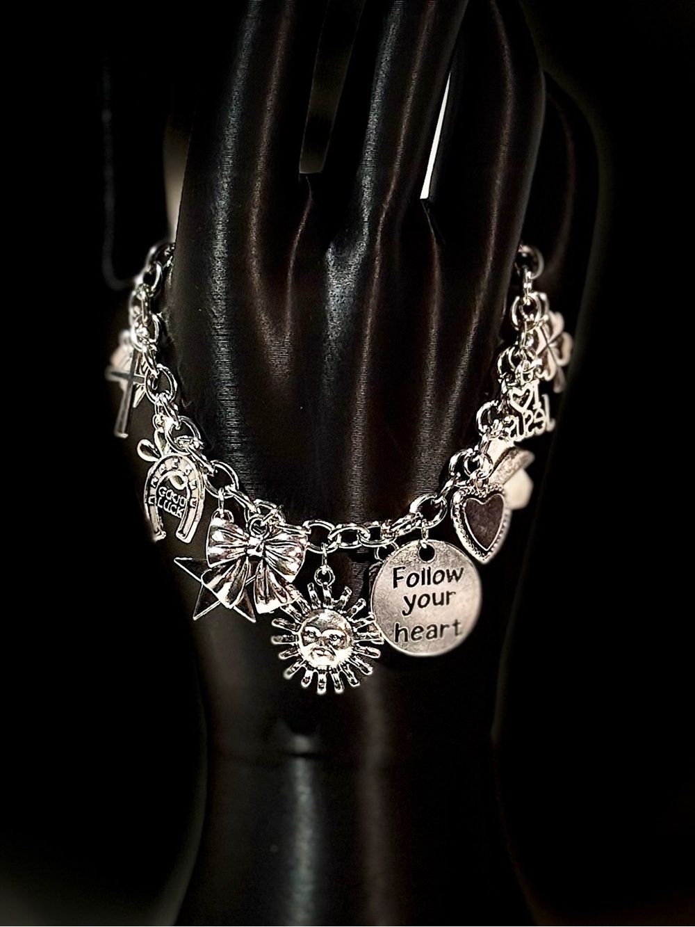 Silver Charm Bracelet - Follow Your Heart Pendant